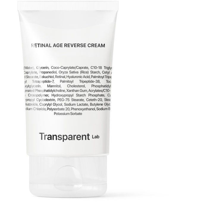 Transparent Lab Retinal Age Reverse Cream 50 ml anti-age ansiktskrem i hvit tube med svart tekst