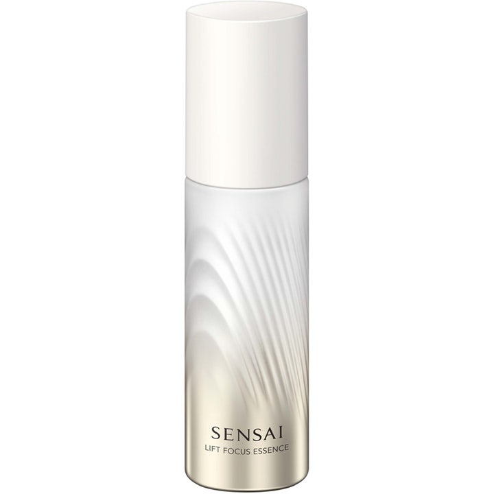 Sensai Lift Focus Essence 40 ml oppstrammende ansiktsserum i en elegant hvit og gullfarget flaske med bølgemønster