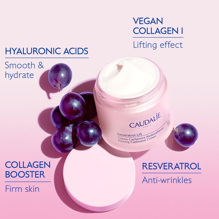 Caudalie Resveratrol-Lift Firming Cashmere Cream 50 ml oppstrammende dagkrem med vegansk kollagen og lilla druer