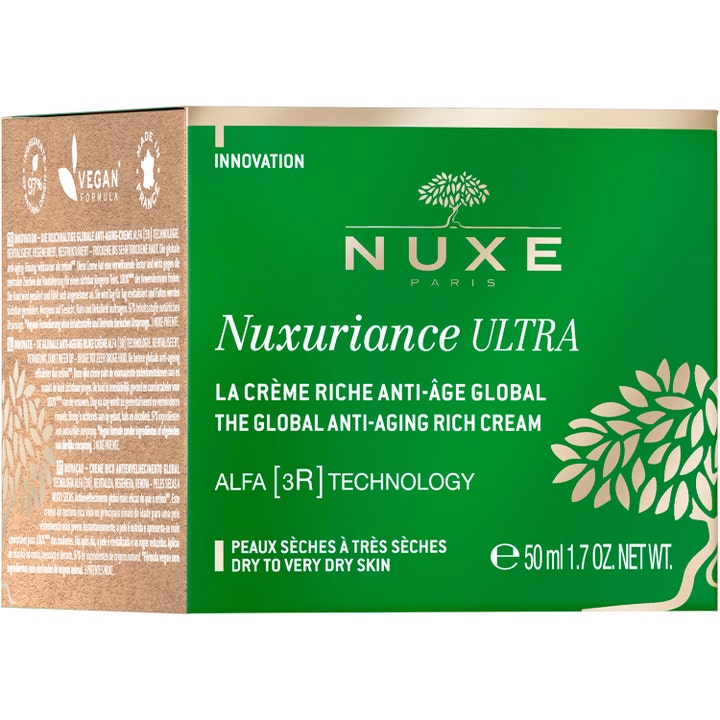 Nuxe Nuxuriance Ultra Rich Day Cream 50 ml anti-aging ansiktskrem gir pleie i grønn eske med vegansk formel
