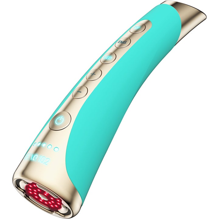 FAQ Swiss FAQ 102 LED-Pulse Facial Device Topaz 1 stk hudpleieutstyr i gull og turkis med RF EMS og rødt LED-lys
