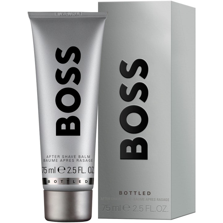 Hugo Boss Boss Bottled After Shave Balm 75 ml beroligende aftershave i en sølvfarget tube og eske med sort tekst