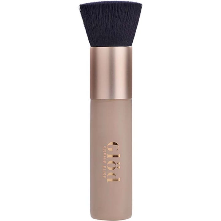 Glød Sophie Elise Face Brush sminkekost gir jevn finish med beige skaft og tett sort kost i rosegull