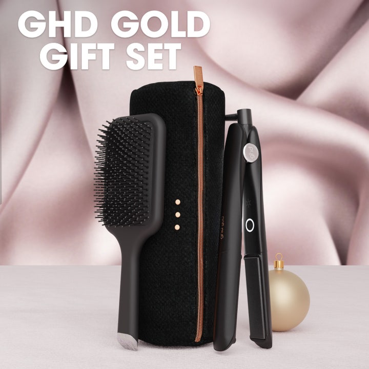 Gold Hair Straightener - Festive Gift Set in Black