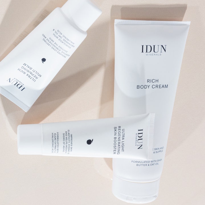 IDUN Minerals Ultra Rich Repairing Multi Balm 50 ml styrkende ansiktskrem i hvit tube med niacinamid og hyaluronsyre
