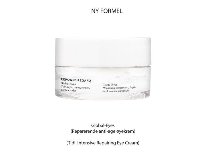 Matis Réponse Regard Global-Eyes 15 ml øyekrem i klar glasskrukke som reparerer mørke ringer og poser.