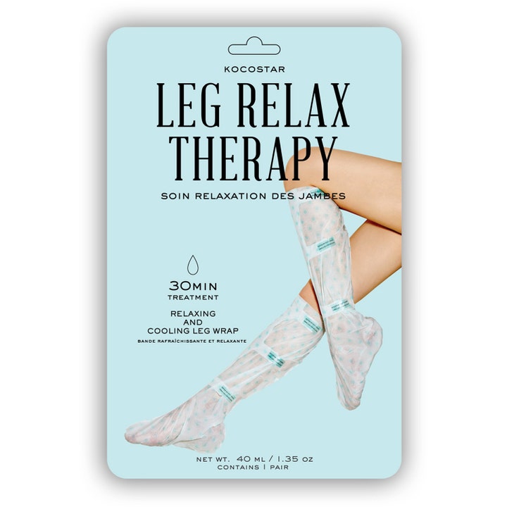 Kocostar Leg Relax Therapy 40 ml avkjølende fotmaske i lyseblå pakning med bilde av ben som pleies