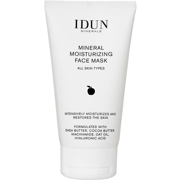 IDUN Minerals Mineral Moisturizing Face Mask fuktighetsgivende ansiktsmaske i hvit tube som gjenoppretter huden.