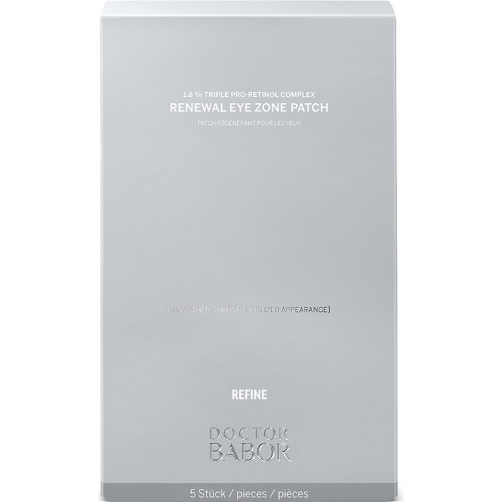 Babor DOC Renewal Eye Zone Patches fornyende øyemasker med 1.8 % retinol i en sølvfarget pose
