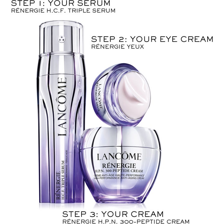 Lancôme Rénergie Multi-Lift Ultra Eye Cream 15 ml øyekrem med serum og ansiktskrem i lilla glasskrukker
