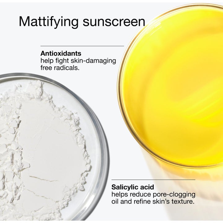Clinique Mattifying Protection 90 ml matterende solkrem viser ingredienser som salisylsyre og antioksidanter