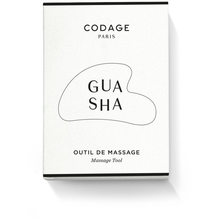 Codage Paris The Gua Sha Massage Tool 1 stk hudpleieverktøy for ansiktsmassasje i hvit eske med svart illustrasjon