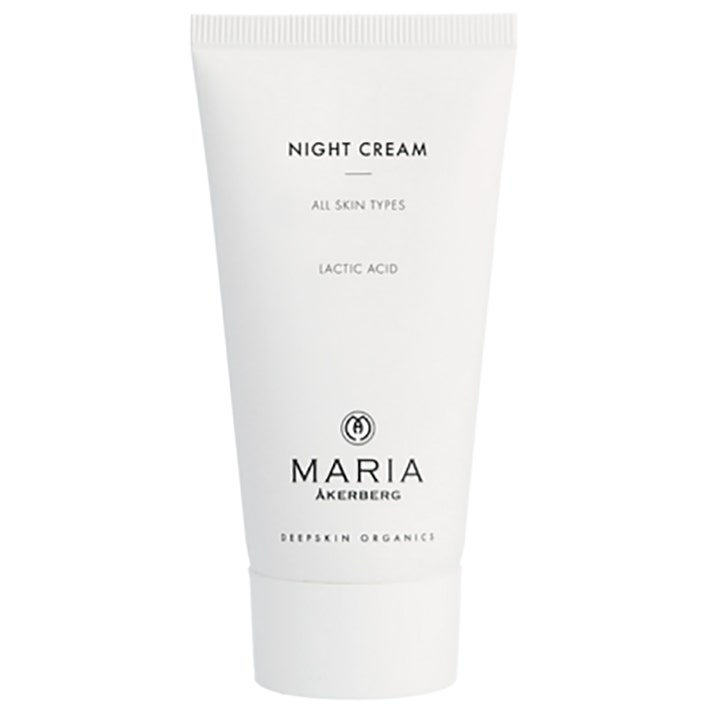 Maria Åkerberg Night Cream fuktighetsgivende nattkrem med melkesyre for alle hudtyper i hvit tube