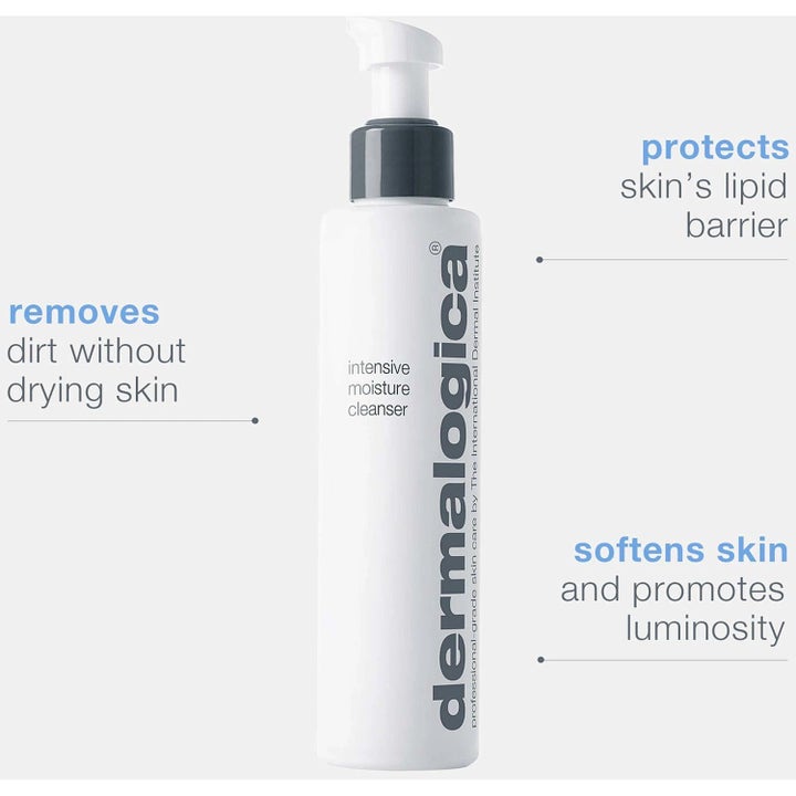 Dermalogica Intensive Moisture Cleanser 150 ml ansiktsrens i hvit pumpeflaske som beskytter hudens lipidbarriere.