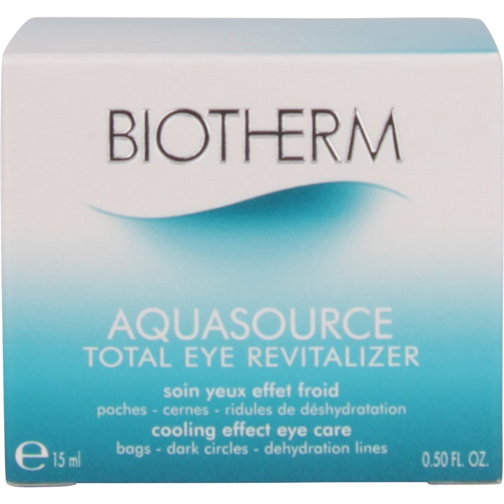 Biotherm Aquasource Total Eye Revitalizer 15 ml kjølende øyekrem mot mørke ringer i hvit og blå eske