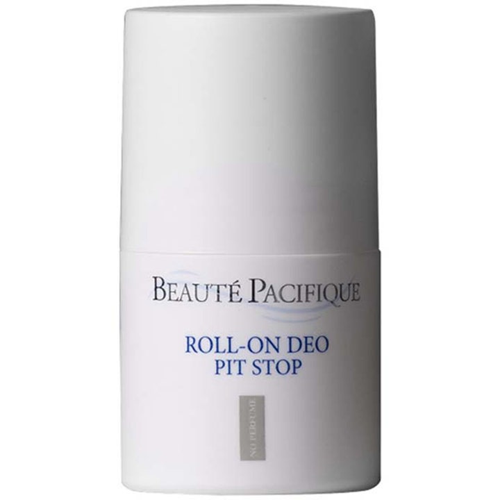 Beauté Pacifique Pit Stop Roll-On Deo 50ml parfymefri deodorant i hvit sylindrisk plastbeholder med blå tekst