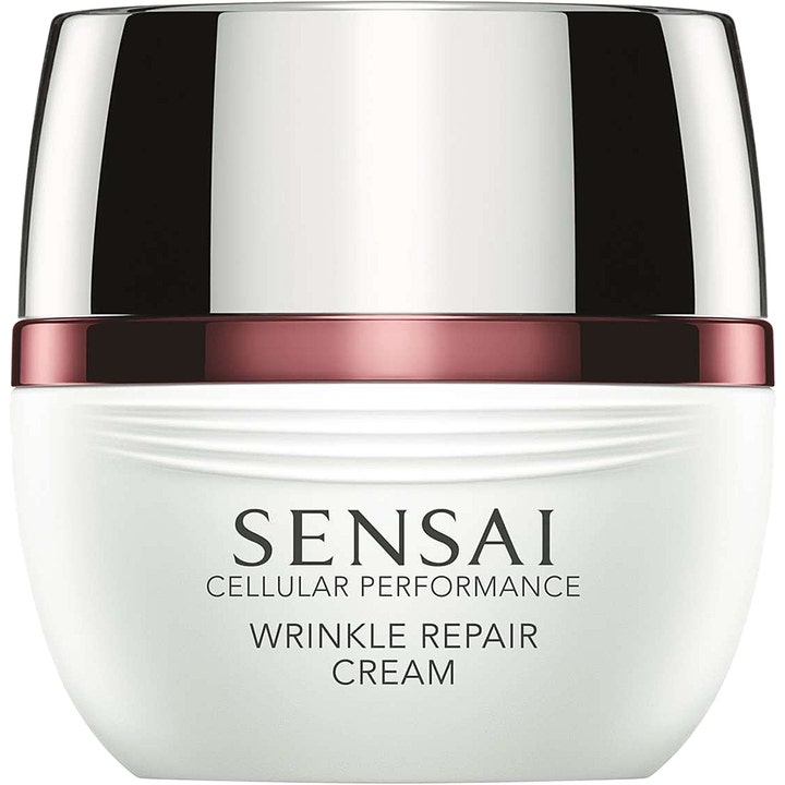 Sensai Cellular Performance Wrinkle Repair Cream 40 ml anti-aldringskrem i hvit krukke med sølvlokk og rød ring