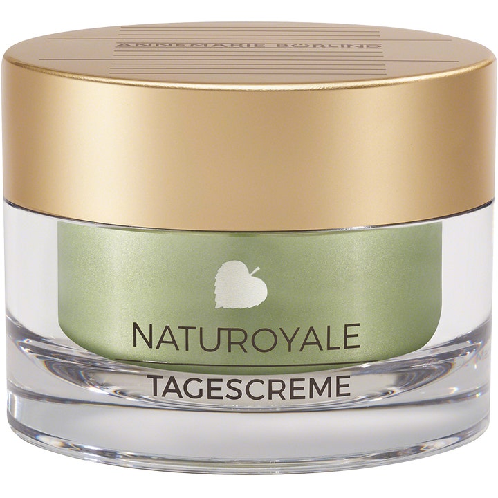 Annemarie Börlind NatuRoyale Tagescreme 50 ml oppstrammende dagkrem i glasskrukke med gullokk og grønn kjerne.