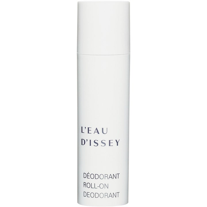 Issey Miyake L'Eau d'Issey 50ml roll-on deodorant gir friskhet i en hvit minimalistisk sylinder med sort tekst.