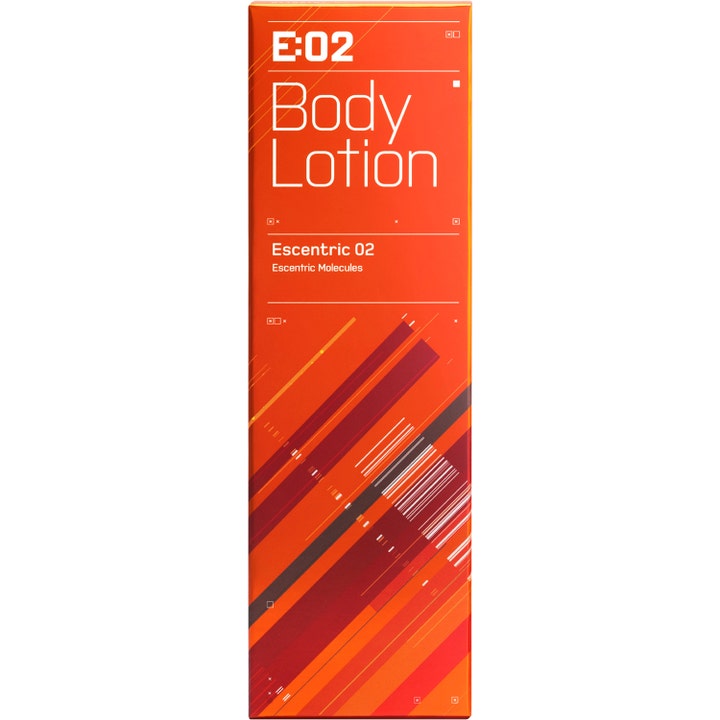 Escentric Molecules Escentric 02 200 ml fuktighetsgivende body lotion i oransje eske med grafisk mønster