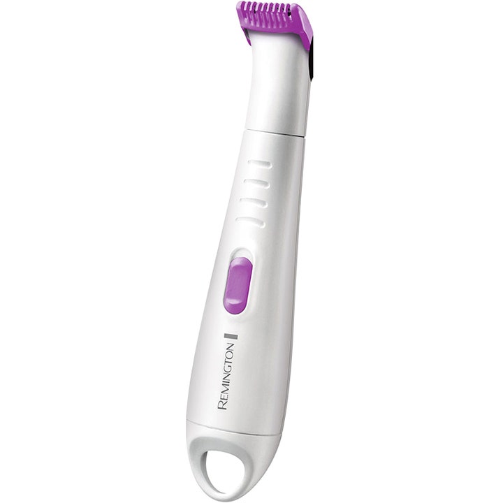 Remington Smooth & Silky Bikini Trimmer for presis hårfjerning i hvit utførelse med lilla bryter og kam
