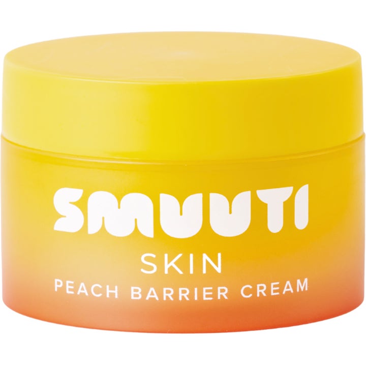 Smuuti Skin Peach Barrier Cream 50ml beskyttende ansiktskrem i gul og oransje krukke med hvit tekst