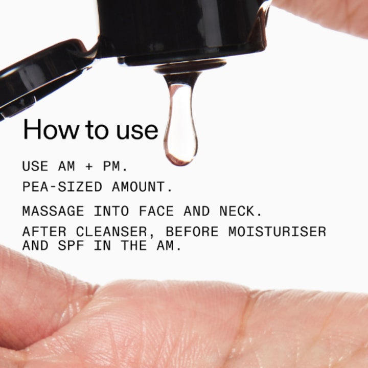 The INKEY List Collagen Peptide Serum 30 ml ansiktsserum med en klar dråpe og tekst om påføring morgen og kveld.