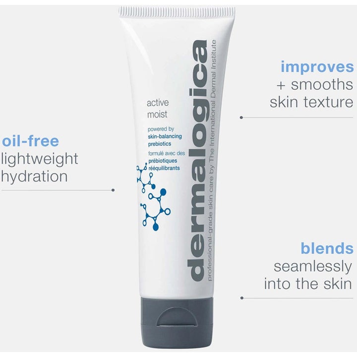 Dermalogica Active Moist 100 ml fuktighetskrem i tube som gir oljefri hydrering og jevner ut hudstrukturen.