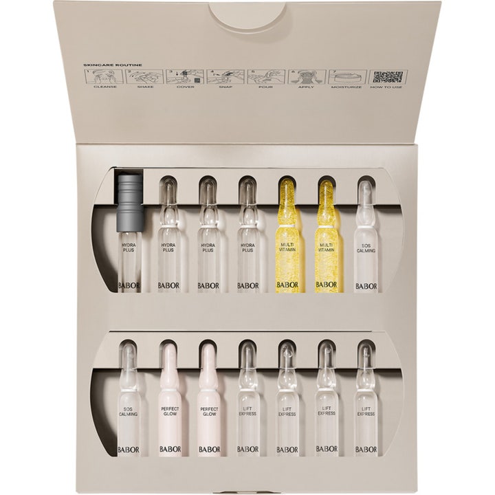 Babor Ampoule Concentrates 14 ampuller hudpleiesett med fuktighetsgivende glassampuller i en beige eske