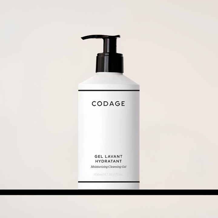 Codage Paris The Moisturizing Cleansing Gel Body 300 ml fuktighetsgivende dusjsåpe i hvit flaske med svart pumpe