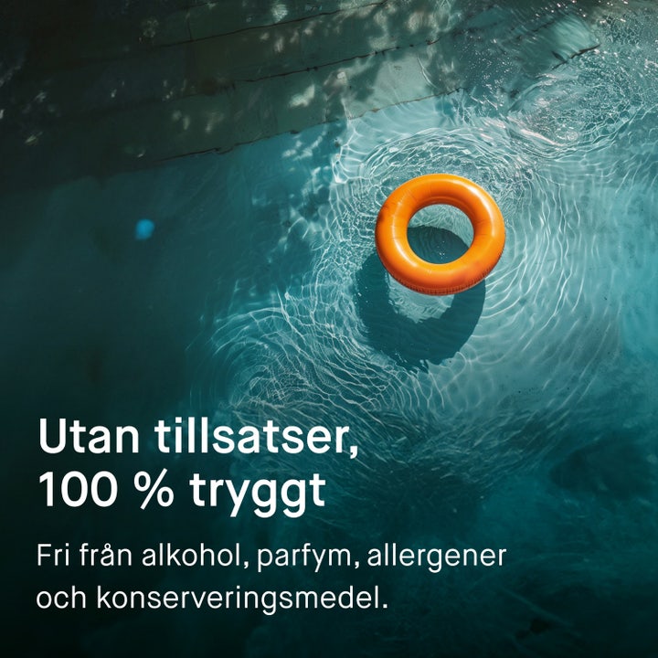 EVY Technology Sunscreen Mousse For Kids SPF50 150 ml solkrem på et barn med oransje caps som kan brukes fra 6 måneder.