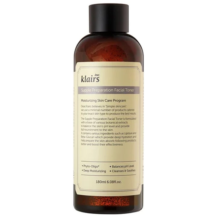 Klairs Supple Preparation Facial Toner 180 ml fuktighetsgivende ansiktsvann på brun flaske med beige etikett
