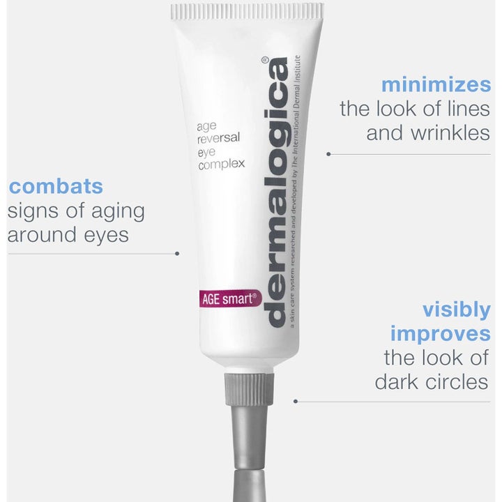 Dermalogica Age Reversal Eye Complex øyekrem mot rynker i hvit tube som bekjemper mørke ringer og aldringstegn.