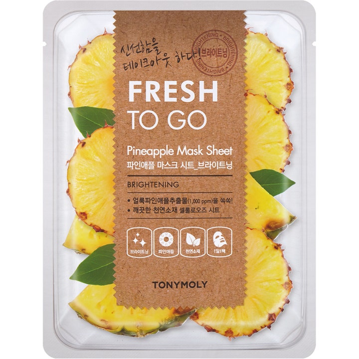 TonyMoly Fresh To Go Pineapple Mask Sheet 1 stk glødgivende ansiktsmaske i klar pakke med dekorative ananasskiver