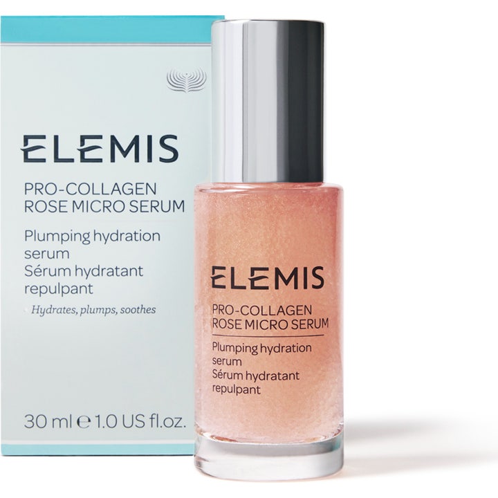 Elemis Pro-Collagen Rose Micro Serum 30 ml fuktighetsgivende ansiktsserum i glassflaske med sølvkork