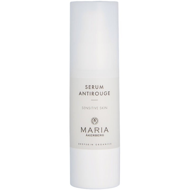 Maria Åkerberg Serum Antirouge 30 ml beroligende serum for sensitiv hud i hvit sylindrisk flaske med frostet kork