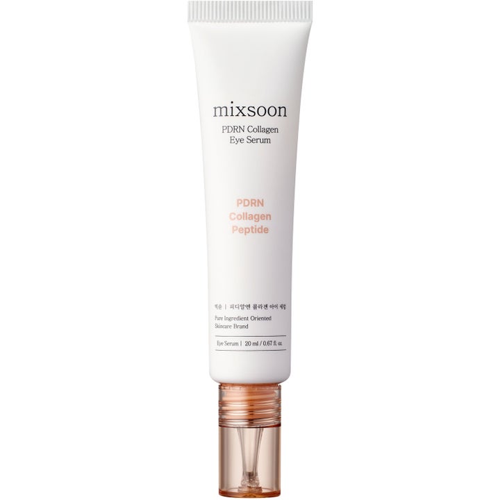 mixsoon PDRN Collagen Eye Serum 20 ml oppstrammende øyeserum i hvit tube med gjennomsiktig kork i rosegull
