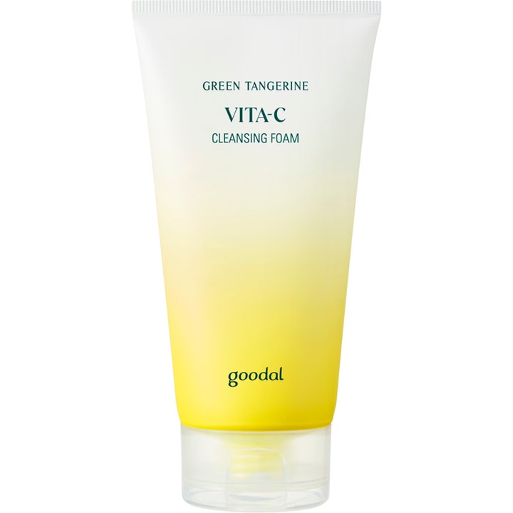 Goodal Green Tangerine Vita-C Cleansing Foam 150ml renseskum som gir glød i en gul og hvit gradert tube med klart lokk