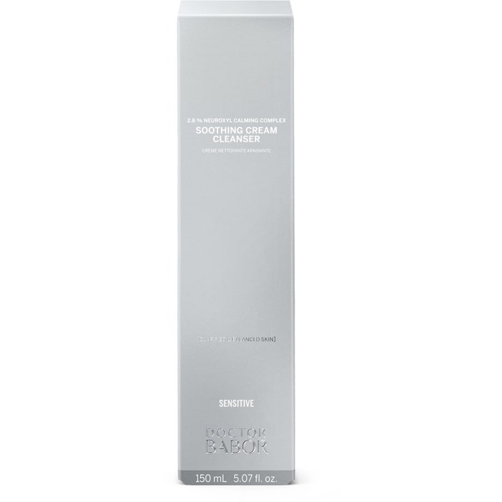 Babor Doctor Babor Soothing Cream Cleanser 150 ml beroligende ansiktsrens i sølvfarget eske med Neuroxyl