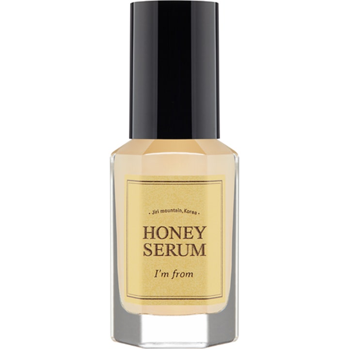I'm from Honey Serum 30 ml nærende ansiktsserum som gir glød i en glassflaske med sort kork og gyllent innhold