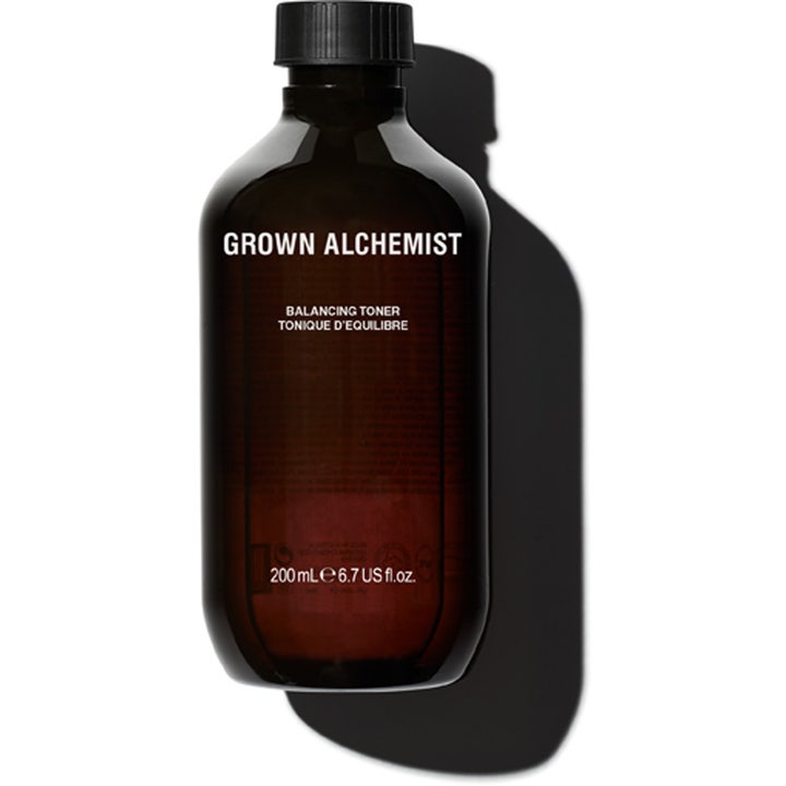 Grown Alchemist Balancing Toner 200ml balanserende ansiktsvann i mørk apotekerflaske med sort lokk