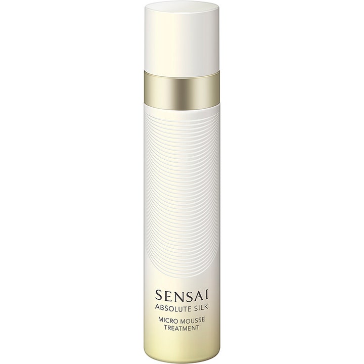 Sensai Absolute Silk Micro Mousse Treatment 90ml fuktgivende ansiktspleie i hvit riflet flaske med gulldetaljer