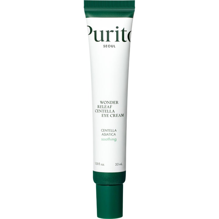 Purito Wonder Releaf Centella Eye Cream 30 ml beroligende øyekrem i hvit tube med grønn kork.