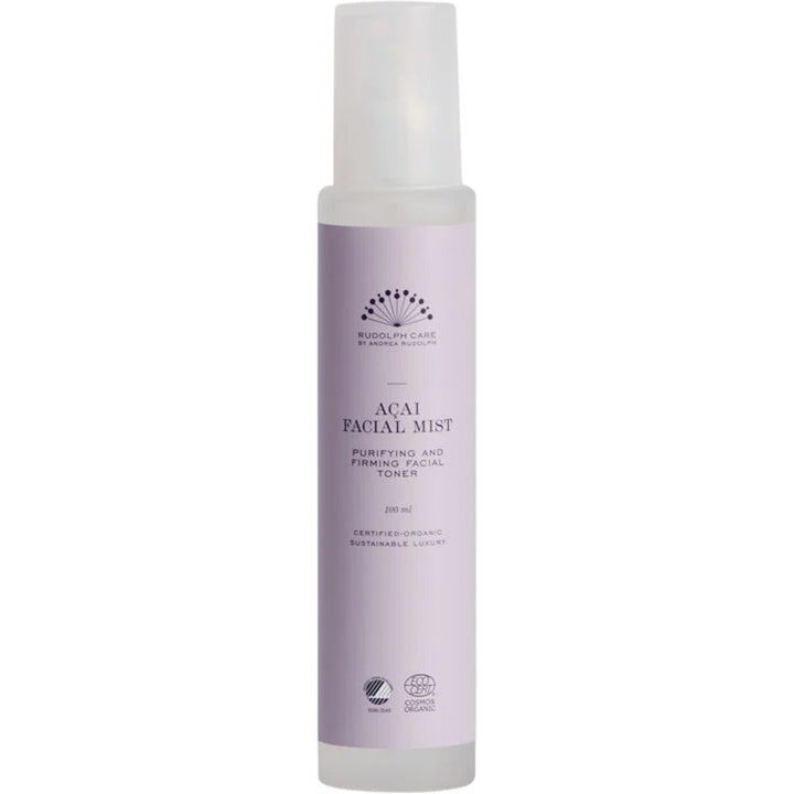 Rudolph Care Açai Facial Mist 100 ml rensende og oppstrammende ansiktstoner i frostet flaske med lilla etikett