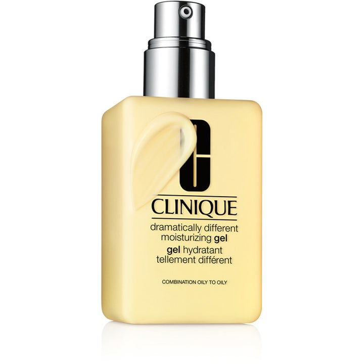 Clinique Dramatically Different Moisturizing Gel 125ml oljefri fuktighetsgel i gul flaske med sølvpumpe og geltekstur
