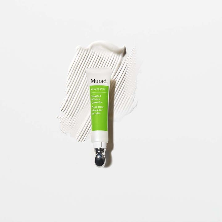 Murad Resurgence Targeted Wrinkle Corrector 15 ml serum mot rynker med metallapplikator og kremet hvit tekstur