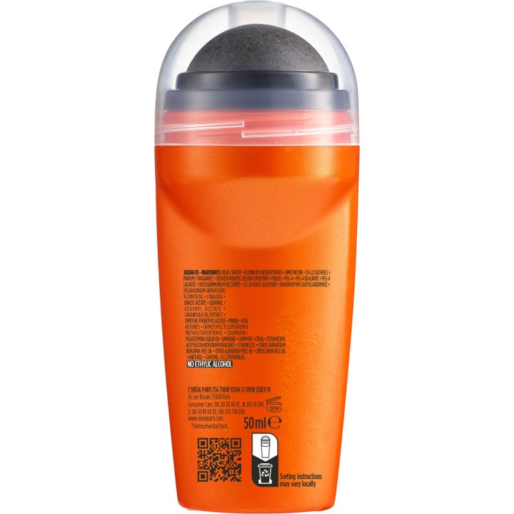 L'Oréal Paris Men Expert Thermic Resist 50 ml roll-on gir 48h beskyttelse vist som to oransje flasker på mørk bakgrunn
