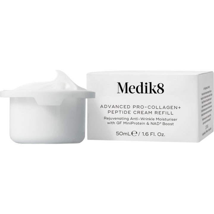 Medik8 Advanced Pro-Collagen+ Peptide Cream Refill 50ml foryngende krem hvit refillkapsel med synlig tekstur og hvit eske