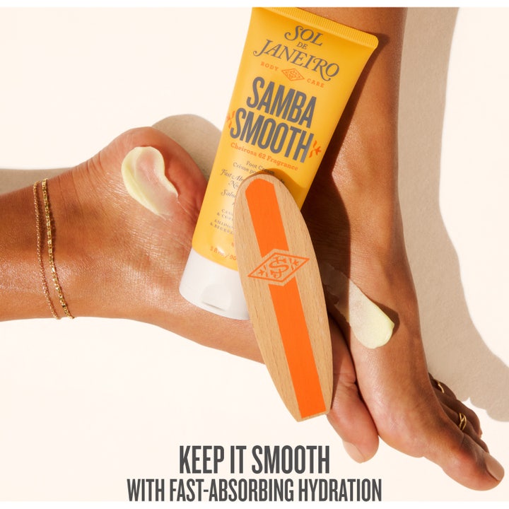 Sol de Janeiro Samba Foot Fetish Care 90 ml fotkrem i gul tube med hvit kork og tilhørende fotfil