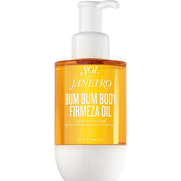 Sol de Janeiro Bum Bum Body Firmeza Oil 100 ml oppstrammende kroppsolje i gul flaske med hvit pumpe